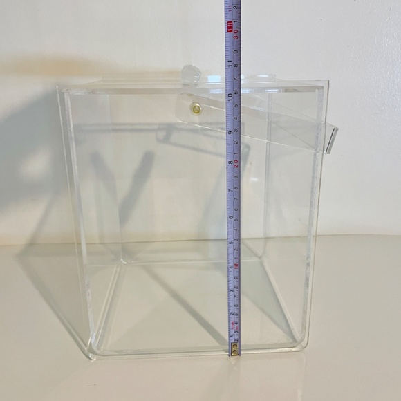 Clear Transparent Lucite Acrylic Rectangular Lidded Box with Handle Vintage MCM - Picture 11 of 17